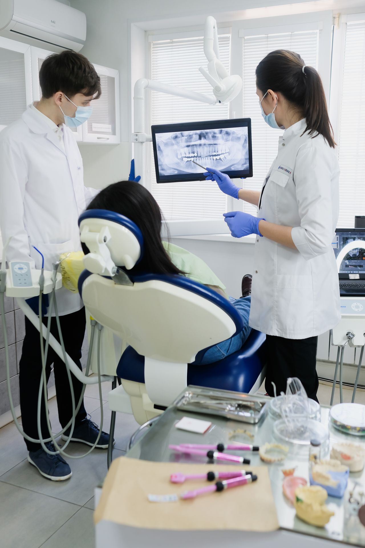 Child at dental checkup for tongue tie assessment